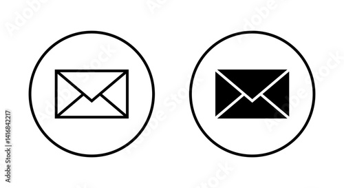 Envelope, message icon on circle line. Newsletter, email, mail sign symbol