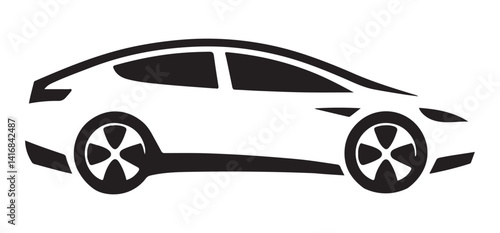 Modern Electric Car Vector Silhouette Illustration for Sustainable Transportation