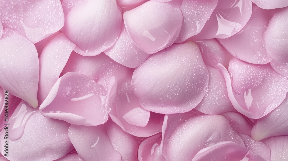 Fototapeta premium Soft Pink Flower Petals with Dew Drops Close Up Background
