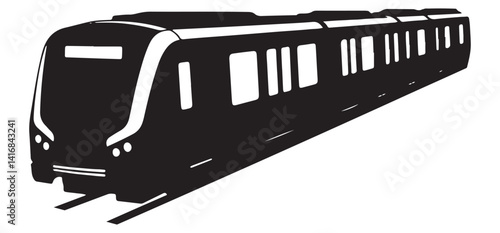 Underground Subway Train Vector Illustration Silhouette for Transportation Design