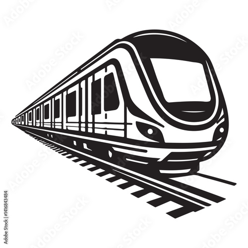 Modern Subway Train Illustration Black Line Art Quick Transport Concept