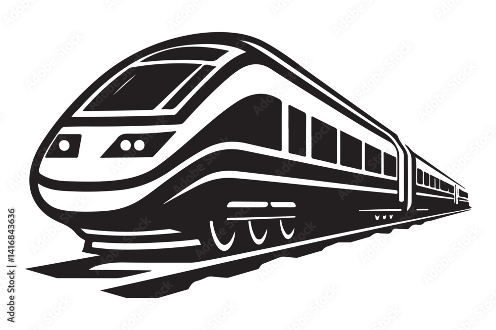 Naklejka premium Futuristic High Speed Rail Silhouette Fast Transport Vector Graphic