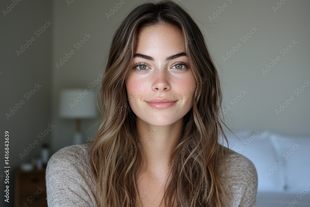 Fresh no-makeup makeup tutorial for sheer foundation application in a cozy bedroom setting highlighting natural beauty techniques and relaxed atmosphere Fresh no-makeup makeup tutorial for sheer foundation application in a cozy bedroom setting highlighting natural beauty techniques and relaxed atmosphere
