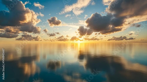 Wallpaper Mural Serene sunset over calm ocean; clouds reflected in tranquil waters Torontodigital.ca