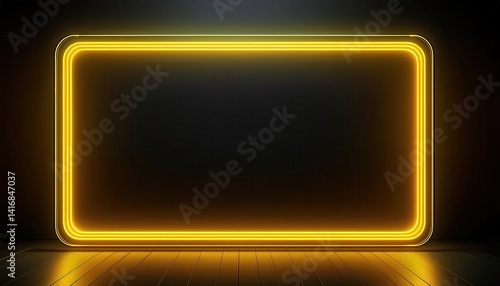 Wallpaper Mural Glowing Neon Frame Against Dark Background in Minimalistic Display Torontodigital.ca