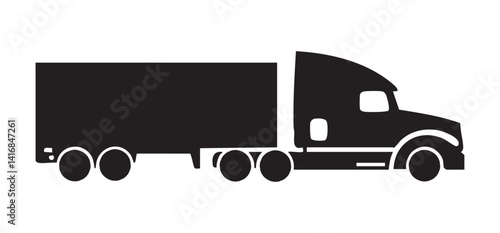 Semi Truck Vector Silhouette Graphic for Transportation Designs