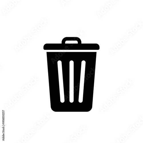 Trash Can Icon Simple Black and White Wastebin Graphic