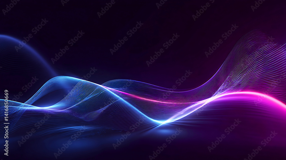 Abstract purple and blue backdrop with light waves and fractal lines design Abstract purple and blue backdrop with light waves and fractal lines design