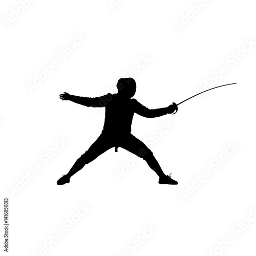 Silhouette of a Fencer in Action Fencing Sport Illustration