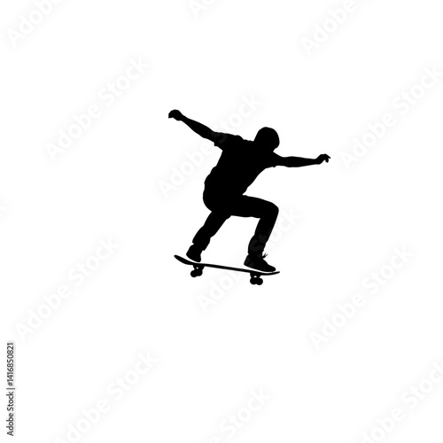 Dynamic Skateboarder Silhouette Action Sports Illustration