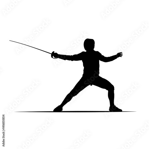 Silhouette of a Fencer in Action Elegant Fencing Pose Illustration