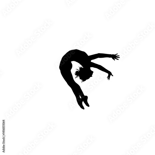 Dynamic Silhouette of a Female Gymnast Performing a Back Handspring