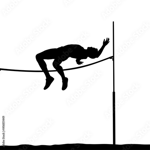 Dynamic Silhouette of High Jumper in Action Athletic Excellence