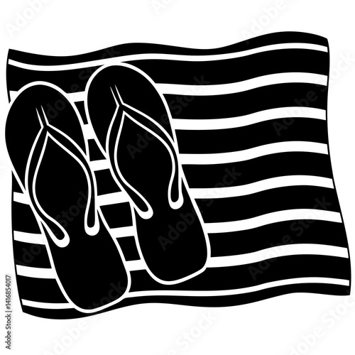 "Flip Flops on Beach Towels Vector – Summer Sand Scene AI Design