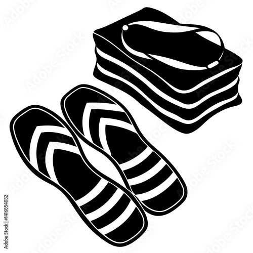 "Flip Flops on Beach Towels Vector – Summer Sand Scene AI Design