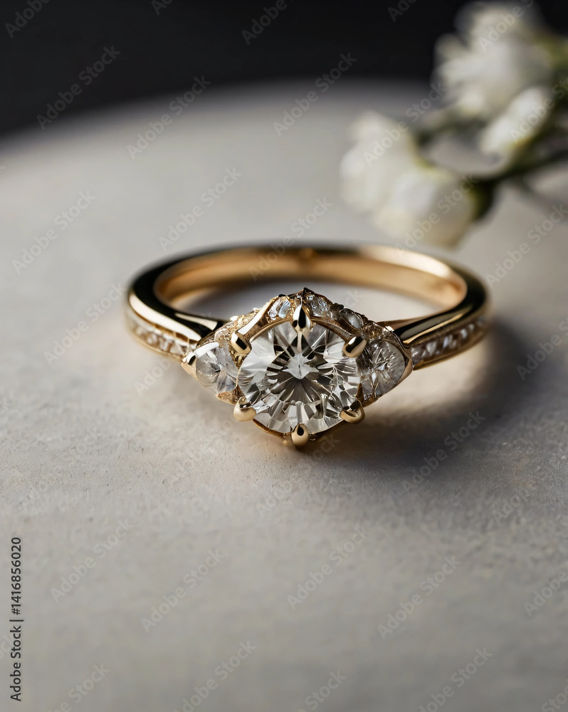 Wedding ring with a diamond that catches the light Wedding ring with a diamond that catches the light