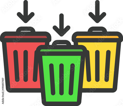 Waste Sorting Filled Line Icon