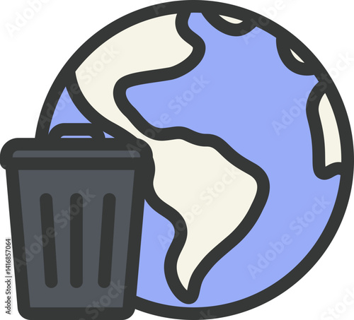 Global Waste Filled Line Icon