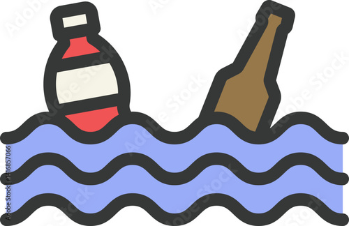 Ocean Waste Filled Line Icon