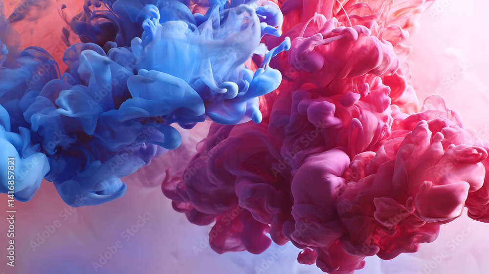 Delicate pink and blue blossoms create a beautiful floral bouquet with a soft, spring-like beauty Delicate pink and blue blossoms create a beautiful floral bouquet with a soft, spring-like beauty