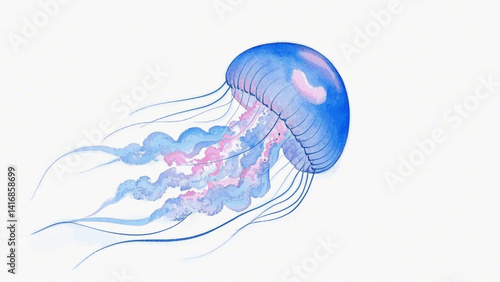 Tentacle bloom jellyfish isolated watercolor vector illustration svg 