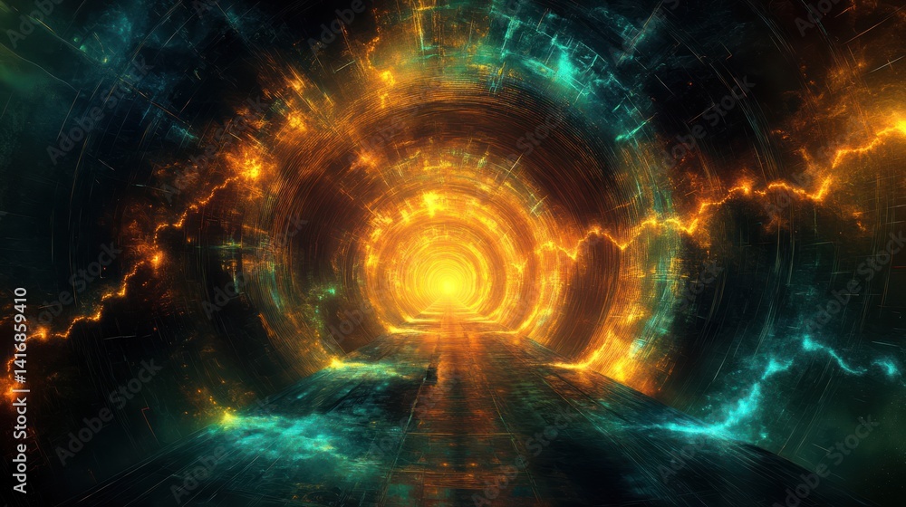Glowing energy tunnel, cosmic travel, abstract background, futuristic design, sci-fi wallpaper Glowing energy tunnel, cosmic travel, abstract background, futuristic design, sci-fi wallpaper