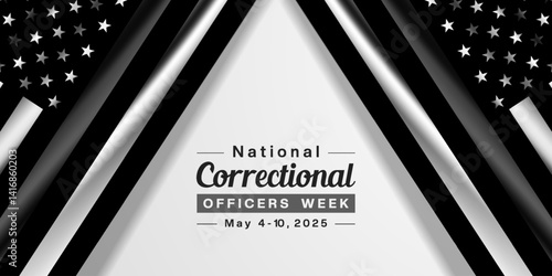 May Is National Correctional Officers Week. Two American Flag. Great for posters, banners, social media and more. White background.