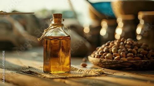 Wallpaper Mural Argan essential oil close-up. Selective focus Torontodigital.ca