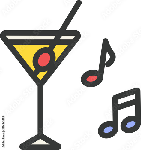 Cocktail Music Filled Line Icon