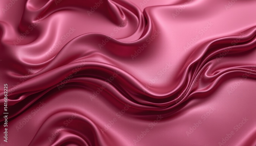 Obraz premium Smooth pink satin fabric with flowing waves and soft texture.