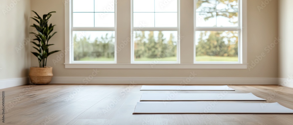 Guided mindfulness meditation in a fitness studio, holistic health Guided mindfulness meditation in a fitness studio, holistic health