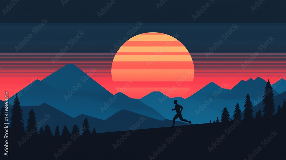 Naklejka premium Motivational quote overlaying a runner sprinting against the sunset
