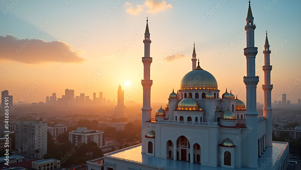 Fototapeta premium blue mosque at sunset