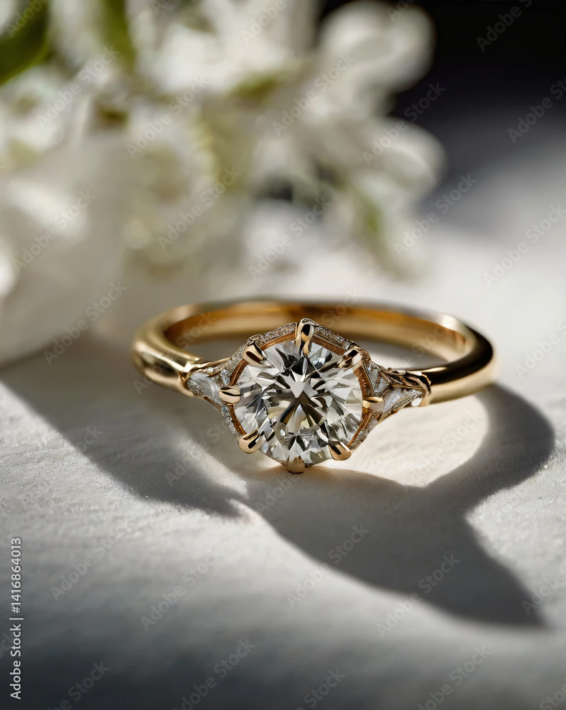Wedding ring with a diamond that catches the light Wedding ring with a diamond that catches the light
