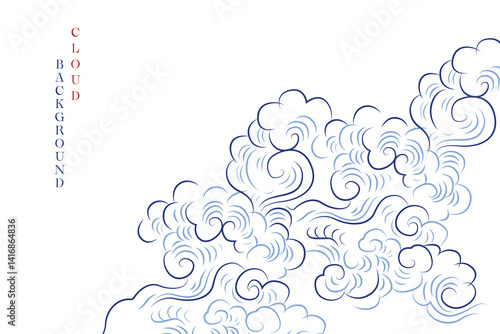 Chinese background with seamless style cloud pattern vector