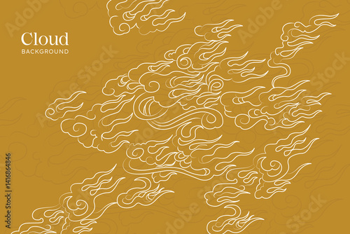 cloud background with hand drawn line pattern vector