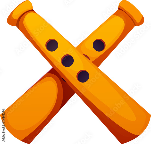 Cartoon letter X crafted from two crossed flutes, musical font alphabet character. Wind music instrument typeface, entertainment funny type, English abc typography. Isolated vector musician symbol