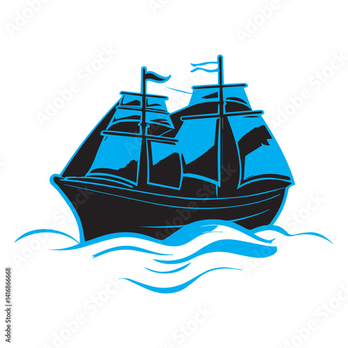 image of a vector icon design for a ship