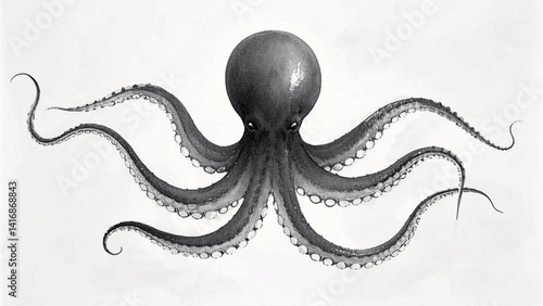 Cerulean embrace octopus isolated watercolor vector illustration svg 