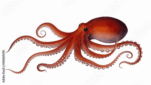 Tide dance octopus isolated watercolor vector illustration svg 