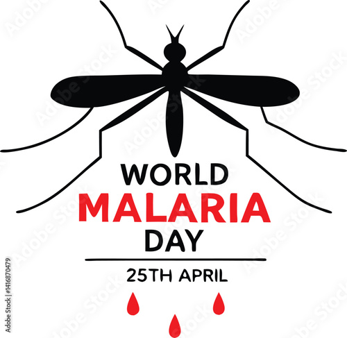 World Malaria Day creative banner on white background  with mosquito illustration