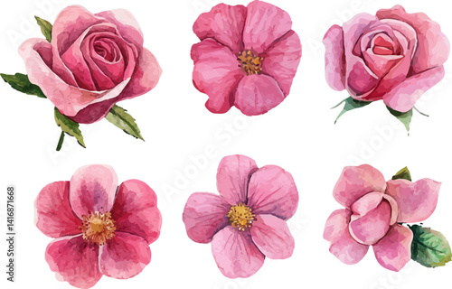 Wallpaper Mural pink rose illustration Torontodigital.ca