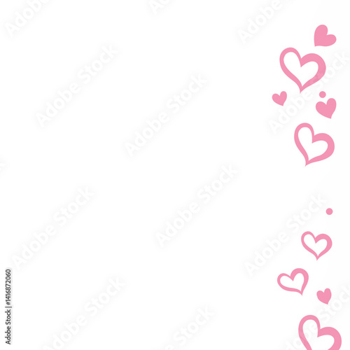 A simple illustration of pink heart outlines in various sizes. Perfect for Valentine's Day, romantic designs, love-themed decorations, cards, stickers, or digital graphics for creative projects.