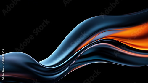 Abstract holographic purple blue black wave fluids flowing on black background,transparent gradient glass or metal flow background for banner wallpaper poster cover design with design
