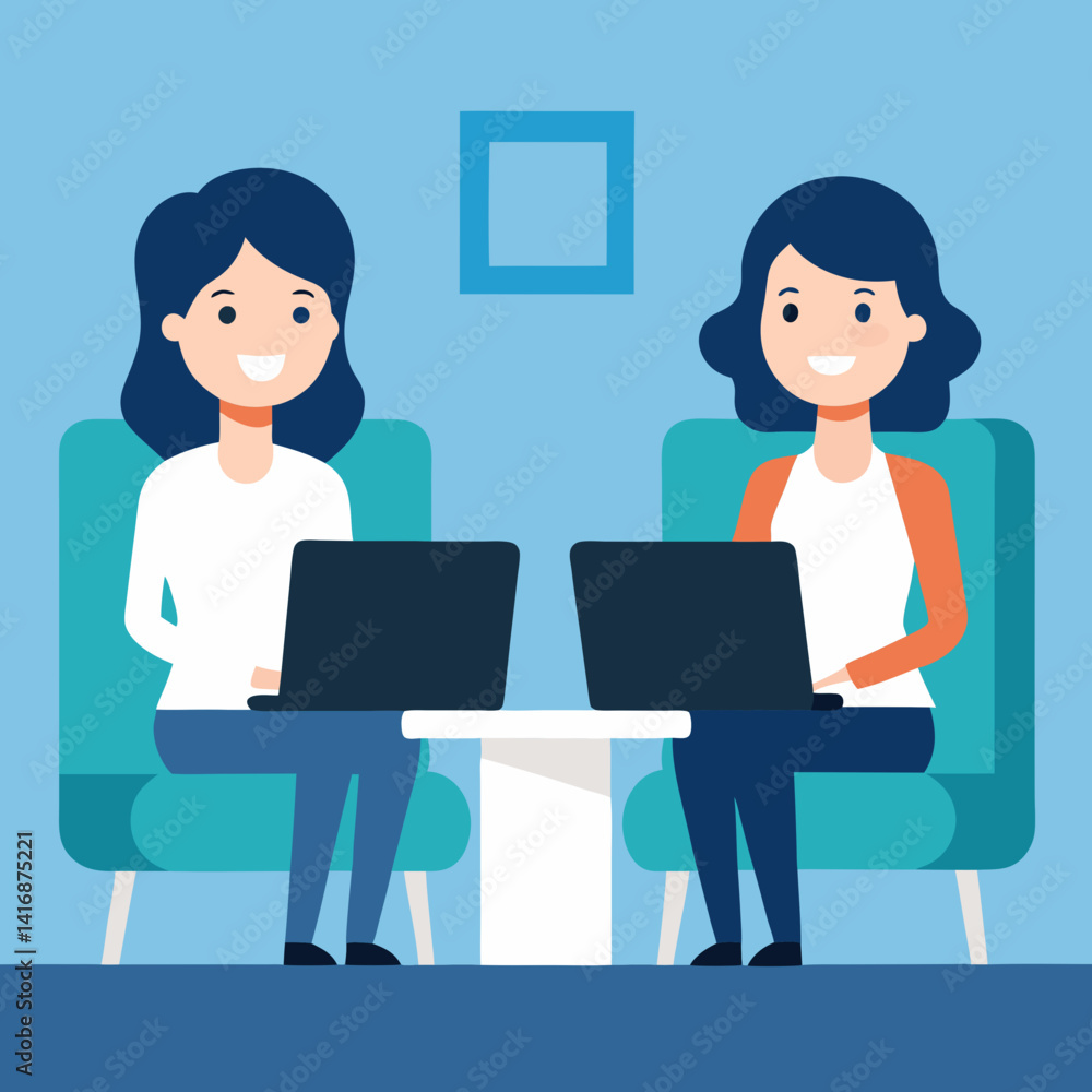 Vector art illustration of two businessmen working Vector art illustration of two businessmen working