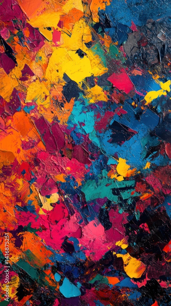 A Vibrant Symphony, Abstract Palette Knife Painting with Dynamic Textures A Vibrant Symphony, Abstract Palette Knife Painting with Dynamic Textures