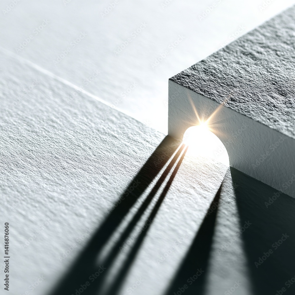 Abstract Geometry: A Glimpse of Light through Concrete Shapes Casting Long Shadows