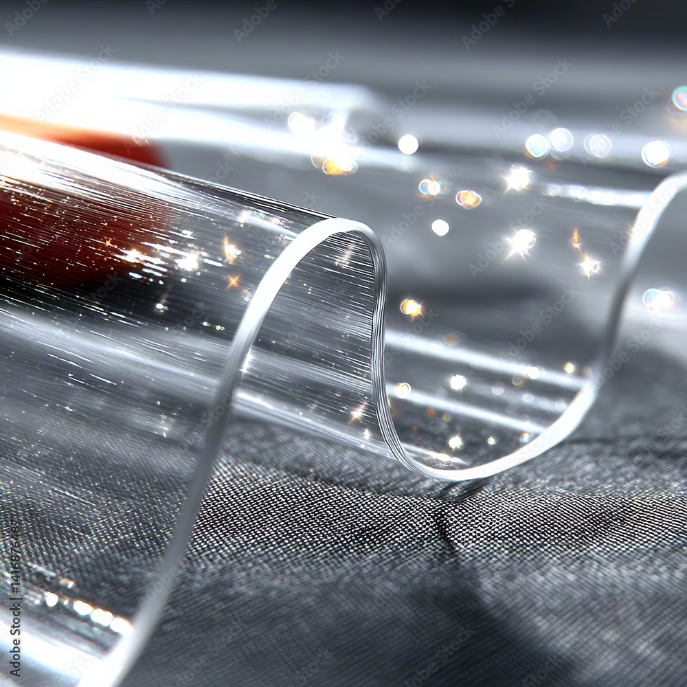 Abstract Shot of Light Refracting through Glass on Textured Surface, Creating Sparkling Bokeh