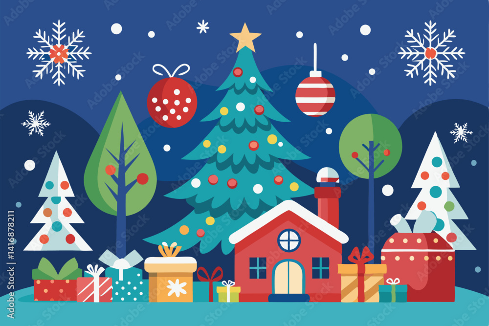 Obraz premium Merry Christmas Background Drawing 