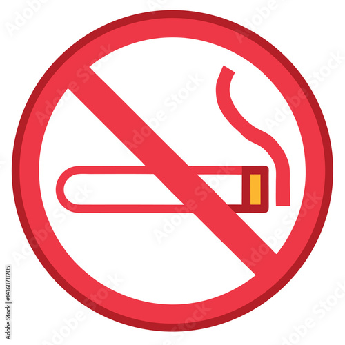 No smoking icon illustration whit solid colour outline.